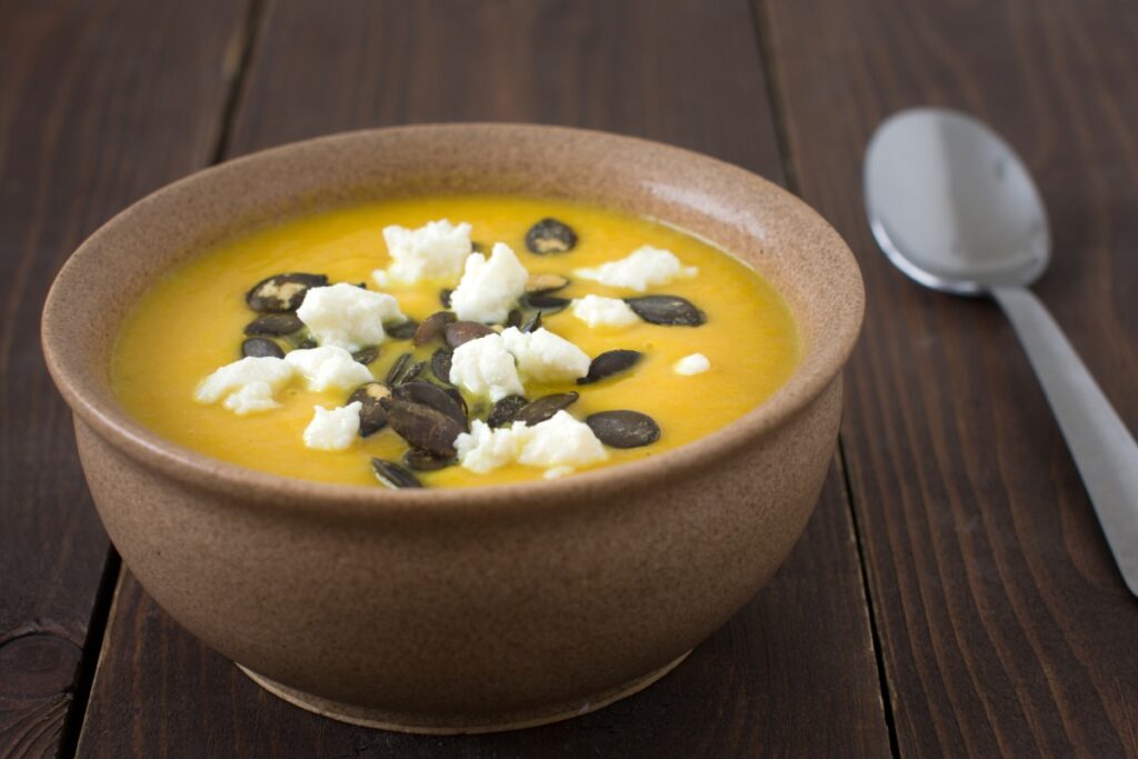 crema calabaza y queso cabra