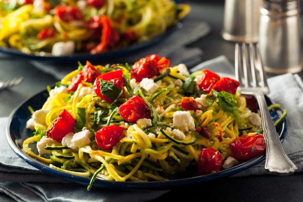 Pasta de calabacín con queso de cabra